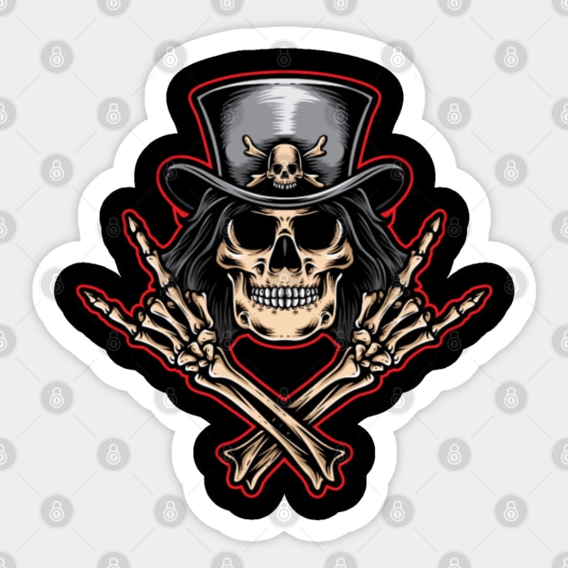 Scull rock and roll Sticker by Merilinwitch